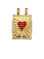 Gold rectangular tarot pendant with red enamel heart and All You Need Is Love text - All Need Is Love Enamel Pendant - Pendant Only (Without Chain) (06)