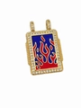 Gold-plated tarot style pendant with red and blue enamel flames and zircon inlay - Flame Pattern Enamel Pendant Only (Without Chain)-09