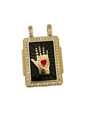 Golden tarot pendant with palm evil eye design and encrusted cubic zirconia crystals - Gold Palm Red Heart Enamel Pendant Only (Without Chain) - 17
