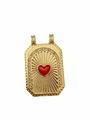 Golden tarot pendant with red heart and zircon stones on a white background - Radiant Red Heart Enamel Pendant Only (Without Chain) - 19