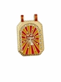Golden tarot pendant with orange enamel and mushroom motif, set with sparkling zircons - Red-Orange Gradient Mushroom Enamel Pendant - Pendant Only (Without Chain)