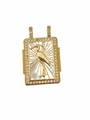 Golden tarot pendant with heron engraving on mother of pearl shell and crystals - Mother of Pearl Heron Pattern Enamel Pendant - Pendant Only (Without Chain) - 23