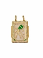 Gold Aquarius zodiac tarot pendant with white zircon frame and enamel finish - Aquarius Zodiac Enamel Pendant - Pendant Only (Without Chain)