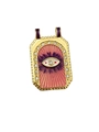 Gilded Evil Eye tarot pendant with red and purple enamel and shimmering crystals - Red-Purple Sunburst Evil Eye Enamel Pendant - Pendant Only (Without Chain) - 25
