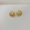 Elegant gold angel wing stud earrings with pear-cut zircon crystals for women - Wing Style (Earring 01) / Gold