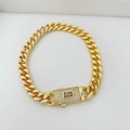 Collana cubana in oro e smalto bianco con chiusura in zircone e lettera S incisa - Braccialetto (Braccialetto 06) / Oro con Bianco