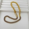 Collana a catena dorata con smalto blu e chiusura con diamanti e logo S inciso - Collana (Collana 01) / Oro con Blu Scuro