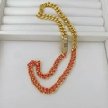 Collana cubana dorata con smalto rosa e fibbia con diamanti e lettera S - Collana (Collana 03) / Oro e Rosa Fucsia