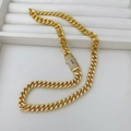 Collana a catena cubana hip hop in oro 18k con pelle bianca e chiusura con logo S - Collana (Collana 08) / Oro con Bianco