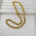 Collana a catena cubana hip hop placcata oro 18 carati con inserti in smalto verde chiaro - Oro e Verde Chiaro