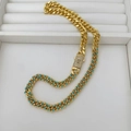 Collana a catena cubana dorata con smalto turchese e chiusura in zircone logo S - Oro e Blu Turchese