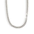 Classic silver-colored 6-sided polished stainless steel curb chain necklace with lobster clasp - Slim Short Style / Silver