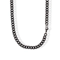Classic 3mm to 7mm black matte Cuban link chain necklace with secure lobster clasp - Slim Short Style / Black