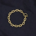Elegant gold polished titanium steel chain bracelet with OT toggle clasp on blue silk - Gold Bracelet