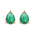 Détail de boucles d'oreilles poire en zircone vert émeraude avec plaqué or - Boucles d'oreilles Clous-Vert Émeraude(E1434)
