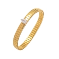 Détail du bracelet flexible Tubogas doré avec zircone cubique taillée en poire griffée - Bracelet Élastique-Blanc(TT0375)