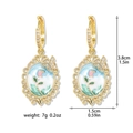 Detail view of floral enamel earrings showing dimensions 3.8cm height and 7g weight - Earrings Oval Rose Butterfly Rainbow (E1467)