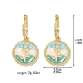 Detail view of retro flower earrings with enamel inlay and freshwater pearl accents - Earrings Round Tulip Gradient (E1465)