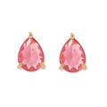 Détail de pendentifs en pierres précieuses rouges en forme de poire et griffes dorées - Boucles d'oreilles Clous-Rose Foncé(E1438)