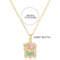 Detailed close-up of floral enamel necklace with 40+6cm chain length and 4g weight - Hollow Rectangular Butterfly Floral Necklace (X3720)