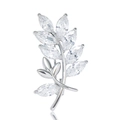 Elegante zilveren tarwe-oor blad broche met marquise geslepen zirkonia stenen - Staalkleur