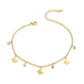 Elegantes goldenes Schmetterlings-Fußkettchen mit glitzernden Kristallen und Kette - Schmetterling Rund Diamant Mix Stil (TL0020)