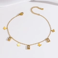 Eleganter goldener Schmetterlings- und Zirkon-Fußkettchen mit verstellbarer Kette - Metall Schmetterling Rechteck Stein Stil (TL0005)