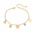 Golden butterfly and heart charm anklet for women with sunflower and bird pendants - Figaro Multi-Pendant Style (TL0003)