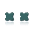 Minimalistische dunkelgrüne X-förmige Keramikohrstecker mit glänzend poliertem Finish - Kreuzförmig / Grün
