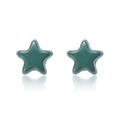 Sternförmige dunkelgrüne Bio-Keramik-Ohrstecker mit einer glänzenden Glasur - Stern / Grün