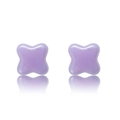 Minimalistische fliederfarbene Bio-Keramik Ohrstecker in Blumenform mit Glanzfinish - Vierstrahliger Stern / Lila