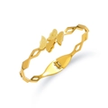 Golden titanium steel butterfly bracelet with matte finish and hollow geometric pattern - Rhombus Geometry Hollow Frosted Three Butterflies (TT0743) / Gold