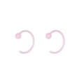Detailed view of translucent light pink acrylic C-shaped nose rings with ball ends - Light Pink Acrylic Open Hoop (E1780) / Light Pink