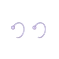 Minimalist light purple ceramic C-shaped hoop earrings with spherical bead decor - Light Purple Ball Open Hoop (E1778) / Lavender