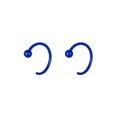 Royal blue ceramic C-shape earrings with smooth finish on a white background - Royal Blue Open Hoop (E1776) / Sapphire Blue