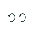 Minimalist dark green ceramic C-shaped hoop earrings with spherical bead accent - Dark Green Minimalist Open Hoop (E1775) / Dark Green
