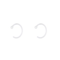 Detail view of clear acrylic C-shape ear plugs with smooth surface on white background - Translucent Frosted Open Hoop (E1773) / Clear White
