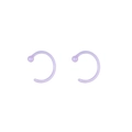 Pair of translucent lilac C-shaped ceramic body jewelry with smooth rounded ball ends - Translucent Purple Open Hoop (E1772) / Lavender