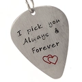 Polished titanium steel guitar pick pendant with I pick you Always & Forever engraving - Romantic Always & Forever Style (N264)