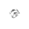 Bague double spirale argentée polie avec gravure Rise up et détails d'étoiles - Style Rise Up (R101-Couleur Acier)