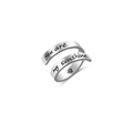 Detailed macro view of the engraved 'you are my sunshine' text and sun icon on silver ring - You Are My Sunshine Style (R103-Steel Color)