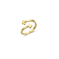 Adjustable golden double-layer open ring featuring simple cross design for men and women - US 9 / R98 Double Cross / Gold