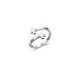 Minimalist silver titanium steel double cross open ring with adjustable design - US 9 / R98 Double Cross / Silver