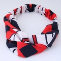 Silk twist headband with geometric red black and white print for women yoga sports - Red