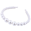 Elegant pearl headband with gradient white pearls on a slim metal frame for women - Pearl Gradient Style