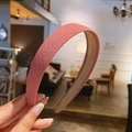 Close-up of pink floral headband with textured velvet matte finish and sturdy inner lining - Rose Pink Frosted (8#)