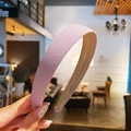 Close-up of pink padded headband with grainy frosted texture in a cafe setting - Light Pink Frosted (9#)