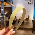Detail showing the matte texture and wide design of a bright yellow floral headband - Bright Yellow Frosted (10#)