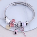 Chic multi-element twisted rope bracelet with pink elk charm and sparkling rhinestone details - Pink Elk Pendant Style (1#)