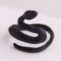 Macro detail of snake-shaped open ring featuring a matte black finish and textured scales - Adjustable Open / Style 15 (Black Snake Glossy)